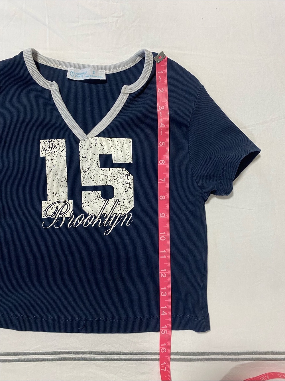 Primark Navy and White '15 Brooklyn' Short Sleeve Tee - Picture 6 of 6